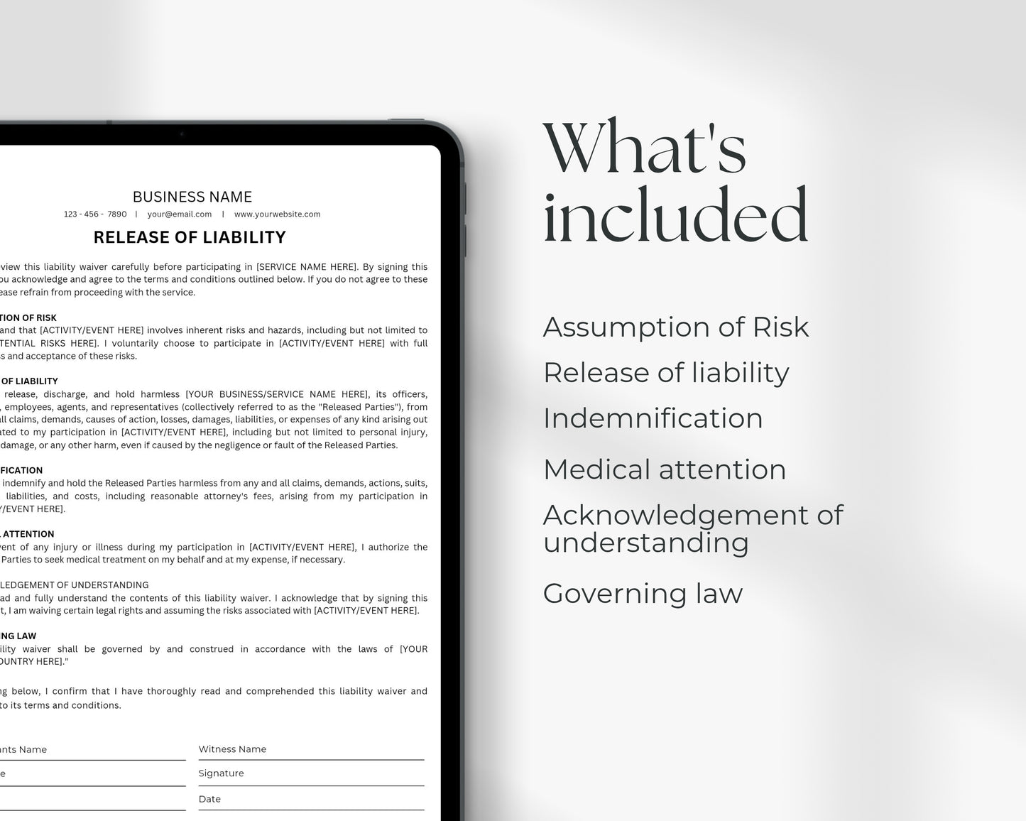 Liability Waiver Printable Form, Edit in Canva, Digital