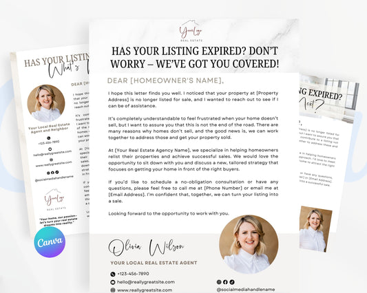 Expired Listing Real Estate Flyers, For Sale Flyer Marketing Flyer, Edit in Canva - REDF19