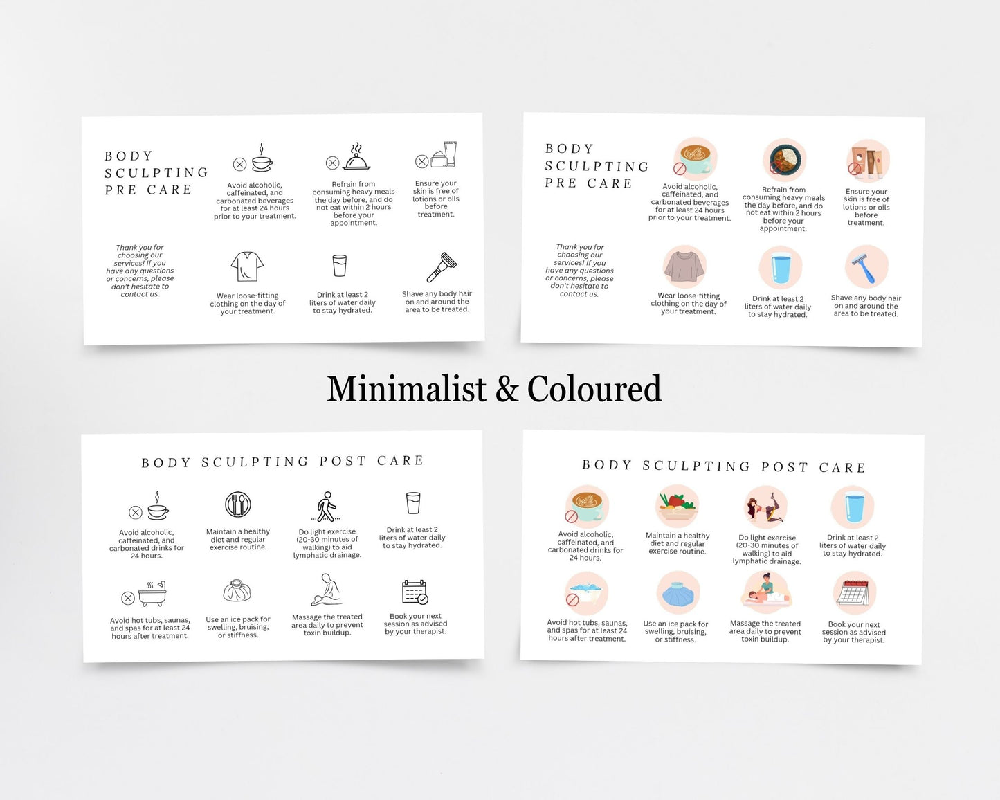 Body Sculpting Care Card, Aftercare Card, Edit in Canva