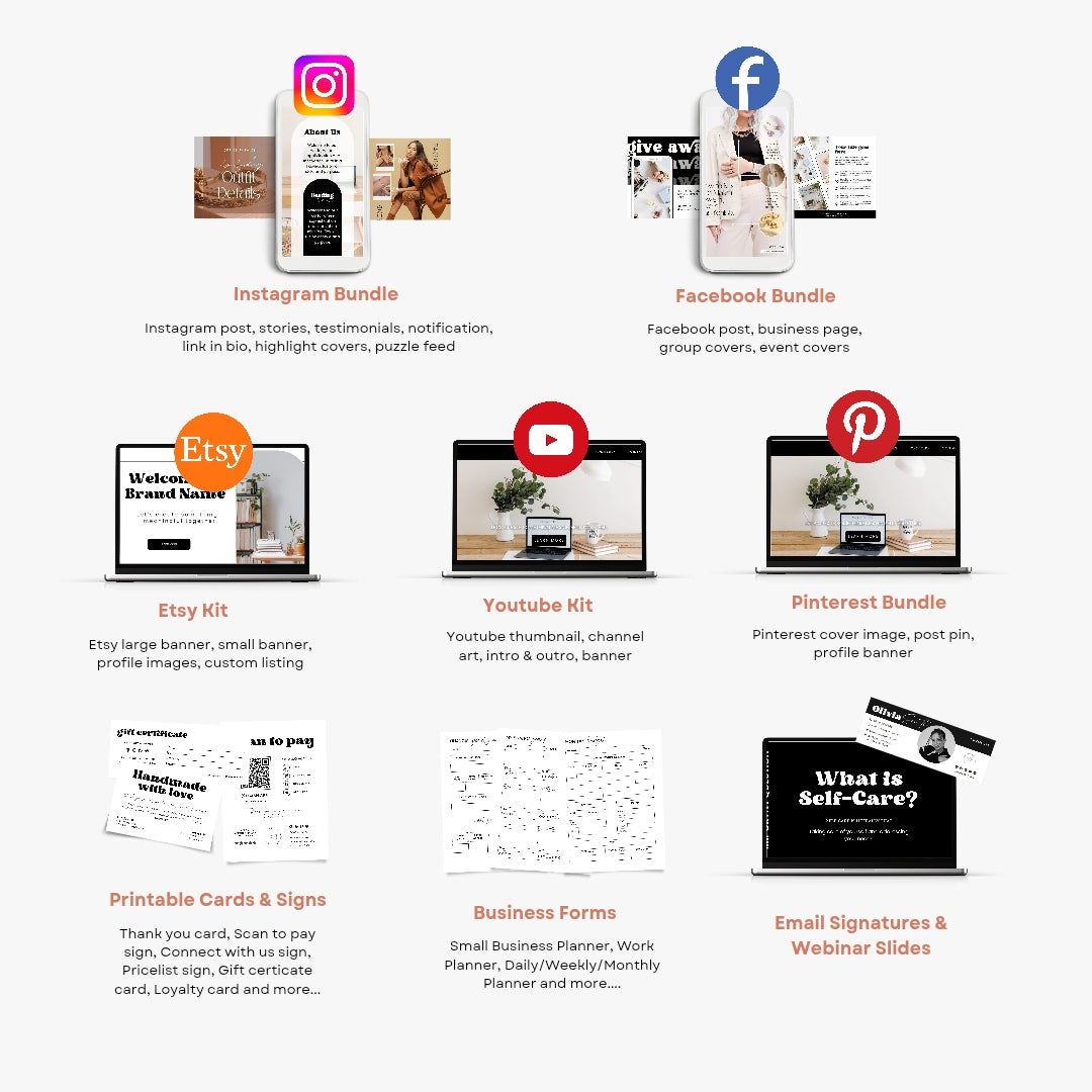 Editable Dream Branding Kit, DIY Canva Modern Black Grey theme, Thank You Business Cards, Social Media Post, Websites, 1000+ templates