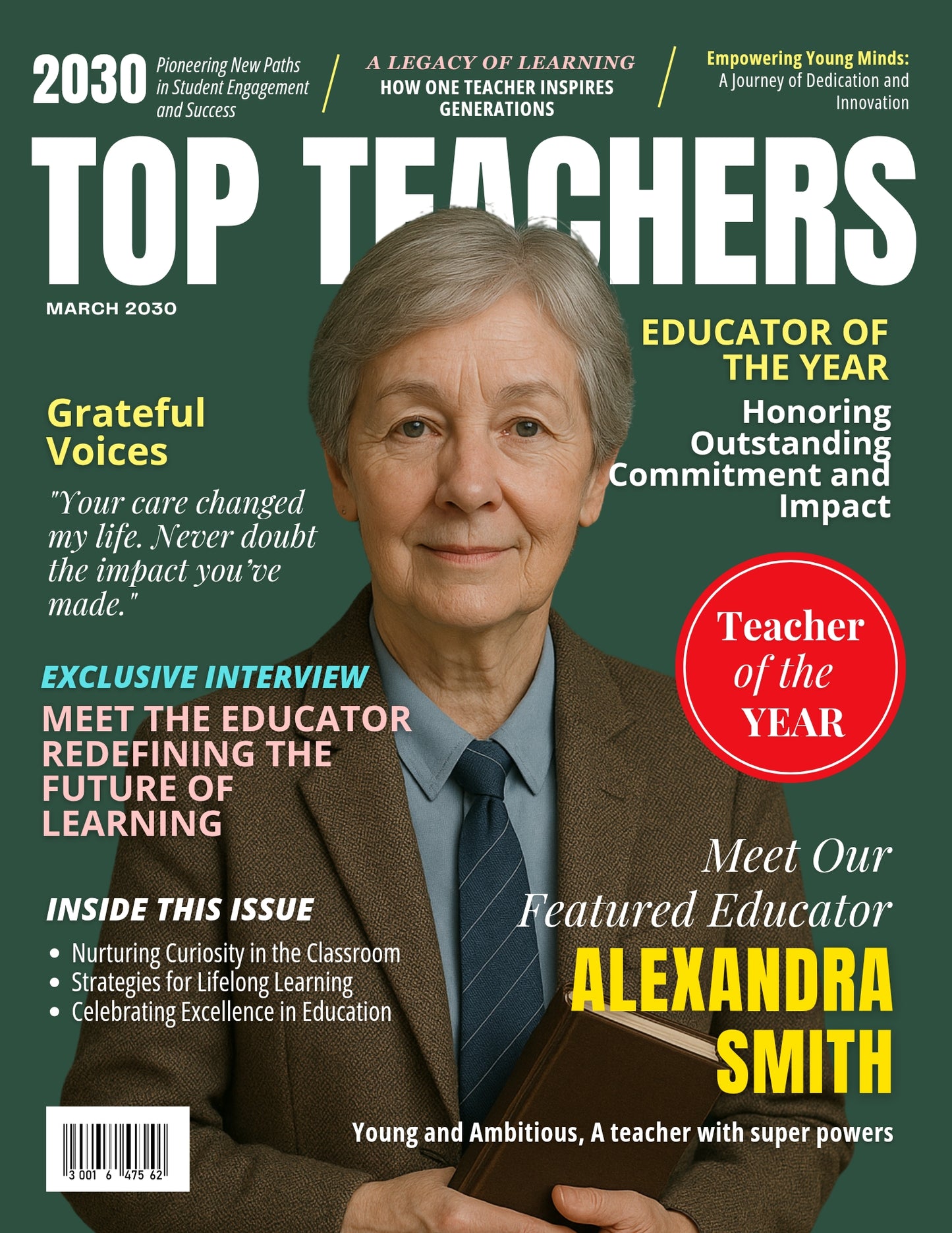 Teacher Magazine Cover Poster, Birthday or Retirement Gift, Teacher Gifts, Editable in Canva