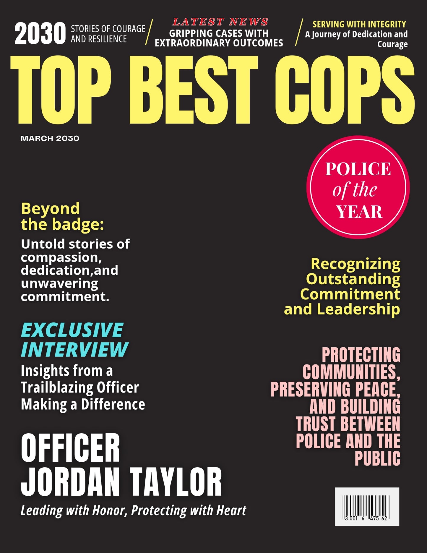 Cop Magazine Cover Poster, Birthday or Retirement Gift, Police Officer Gifts, Editable in Canva