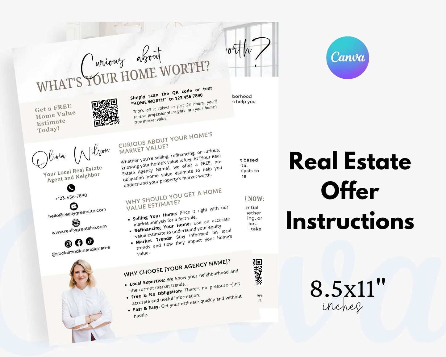 Real Estate Flyers, Offer Instructions, Edit in Canva - REDF18