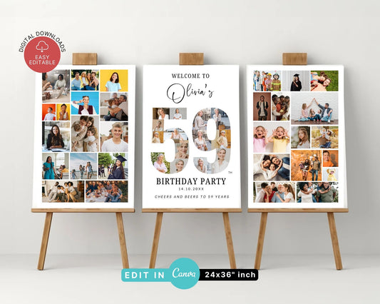 EDITABLE 59 Photo Collage, Welcome Sign, Canva, DIGITAL