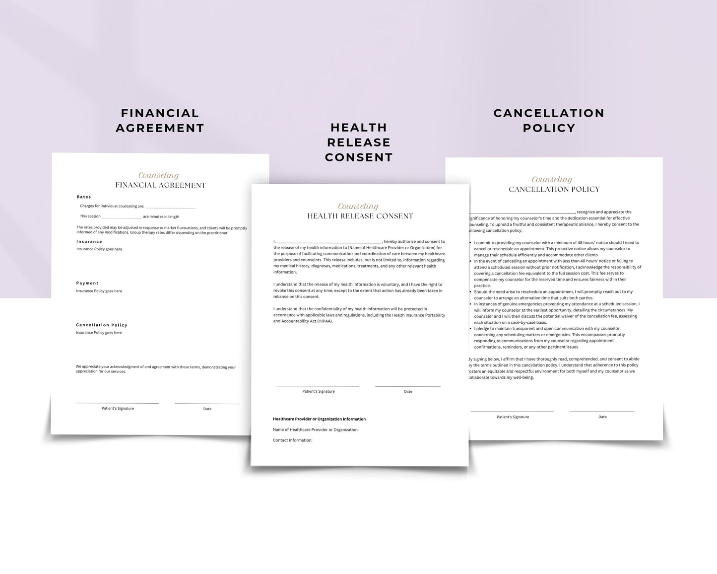 Counseling Printable Form, Edit in Canva, Digital