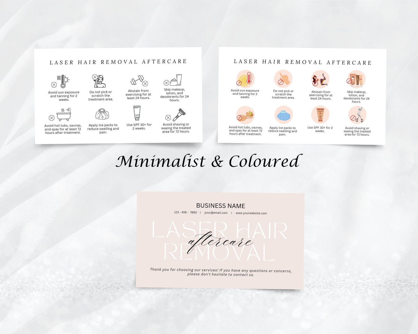 Laser Hair Removal Care Card, Aftercare Card, Edit in Canva