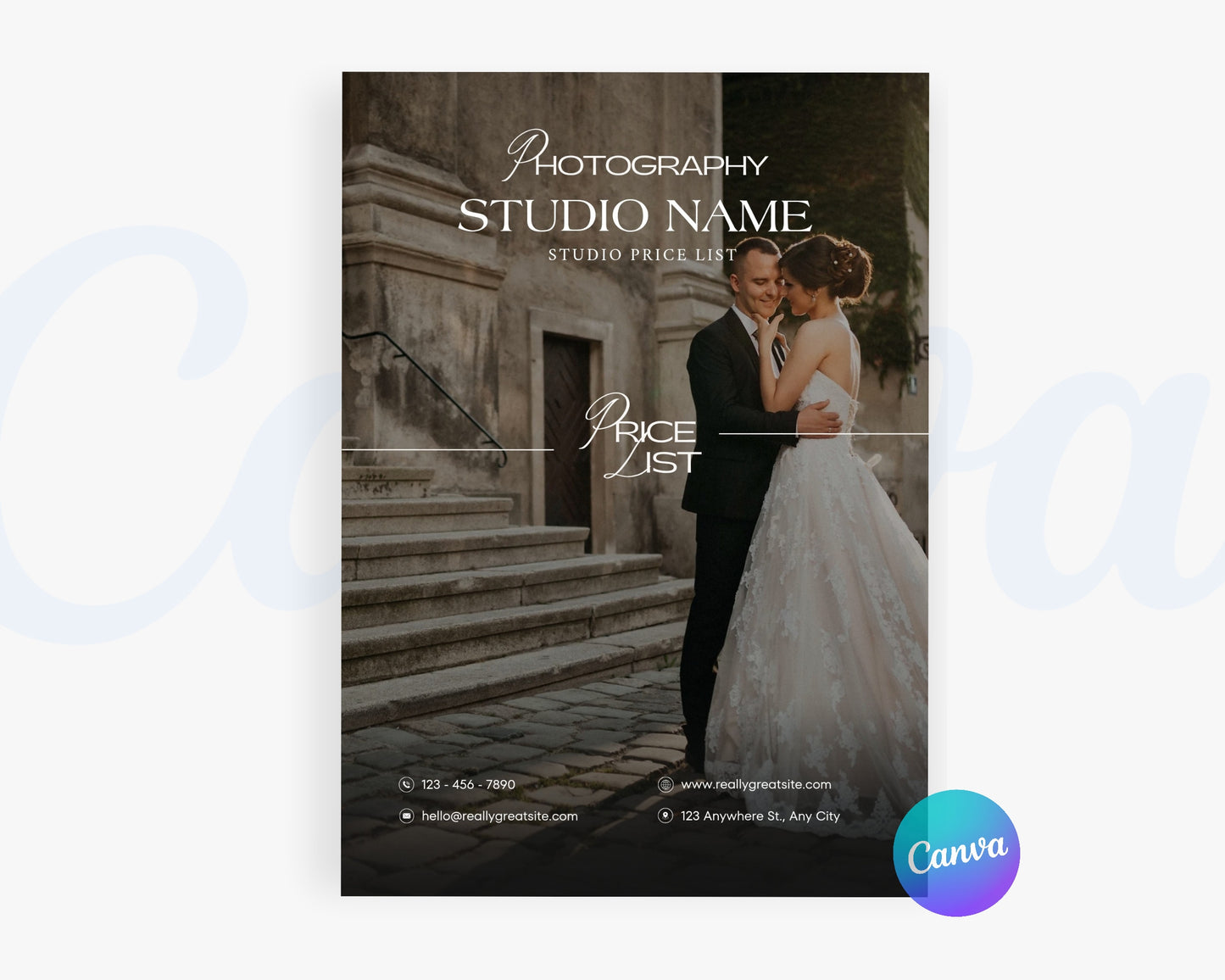 Photography Pricing Guide, Wedding Photography Price List, Edit in Canva - PDP20