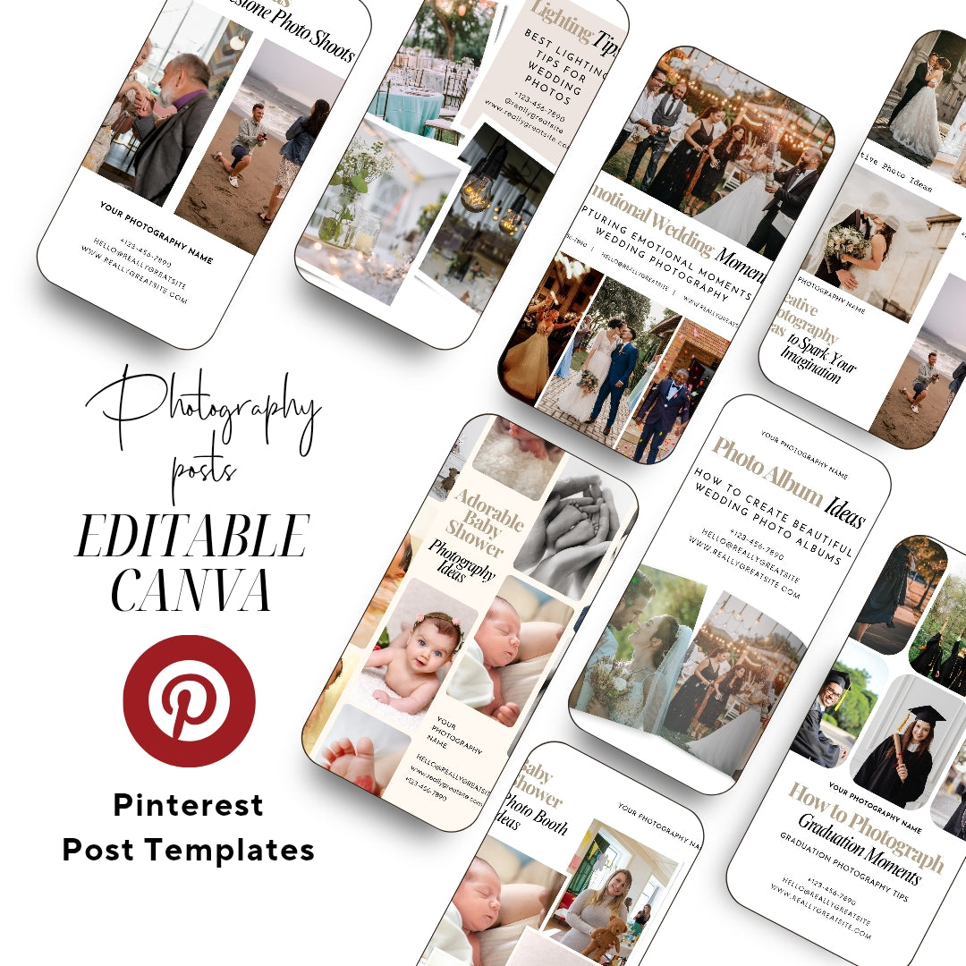 30 Photography Pinterest Templates, Pinterest Post, Edit in Canva