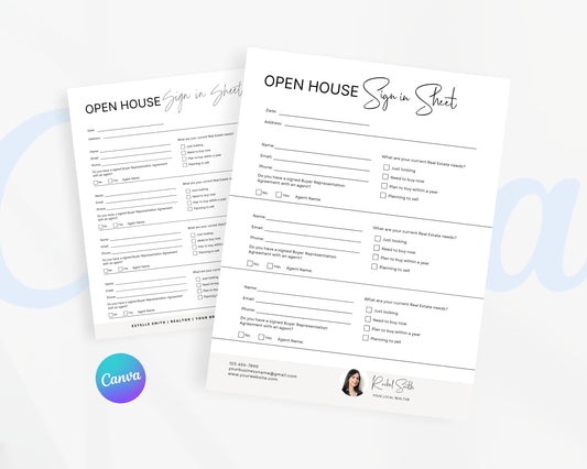 Open House Sign Sheet, Edit in Canva - REDF13
