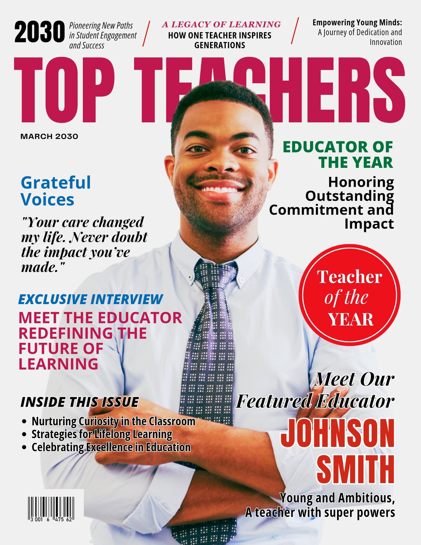 Teacher Magazine Cover Poster, Birthday or Retirement Gift, Teacher Gifts, Editable in Canva