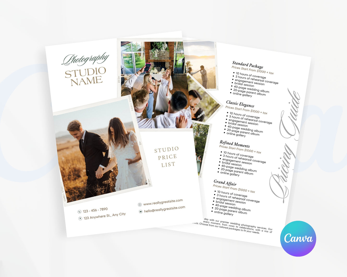 Photography Pricing Guide, Wedding Photography Price List, Edit in Canva - PDP18