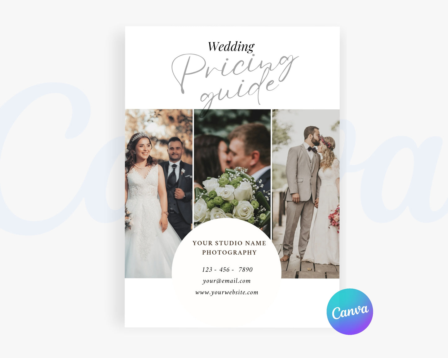 Photography Pricing Guide, Wedding Photography Price List, Edit in Canva - PDP07
