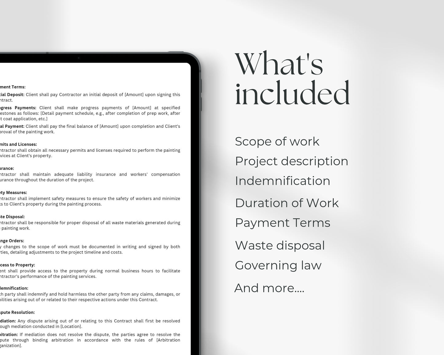 Painting Contractor Contract Printable Form, Edit in Canva, Digital