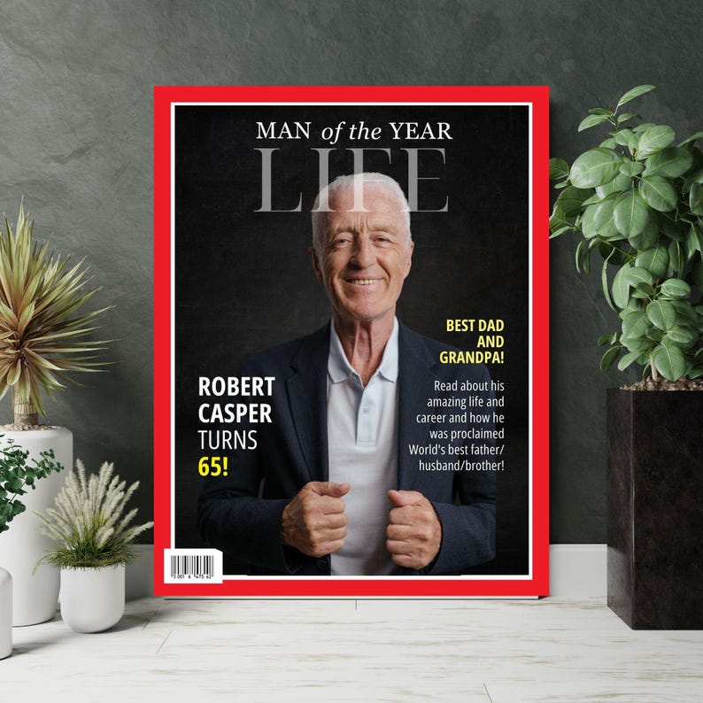 Personalized Magazine Cover, Birthday or Retirement Gift, Men and Women Gifts for Dad, Man of the Year, DIGITAL
