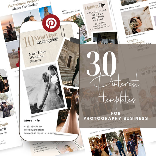 30 Photography Pinterest Templates, Pinterest Post, Edit in Canva
