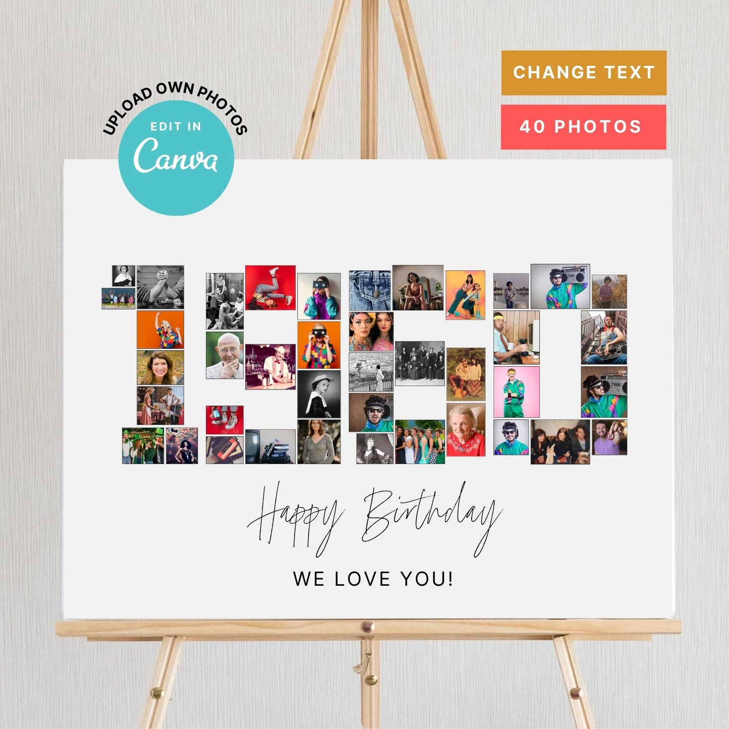 Personalized 1950-2025 Year Photo Collage, Perfect for Birthday and Anniversary Gifts,  Made-to-order download