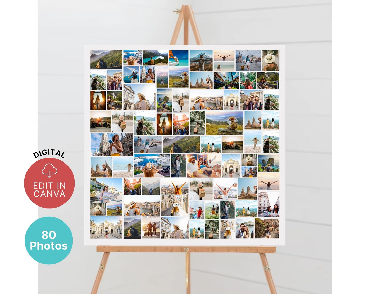 EDITABLE 80 Photo Collage, Square Welcome Sign, Poster Sign, Canva, DIGITAL
