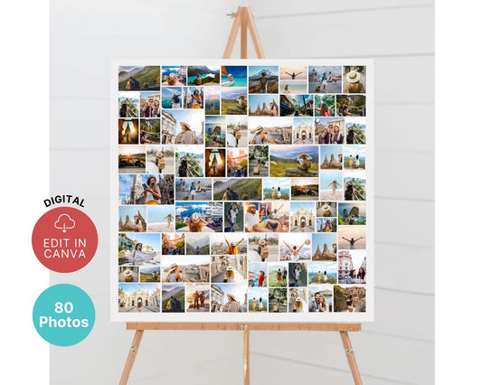 EDITABLE 80 Photo Collage, Square Welcome Sign, Poster Sign, Canva, DIGITAL