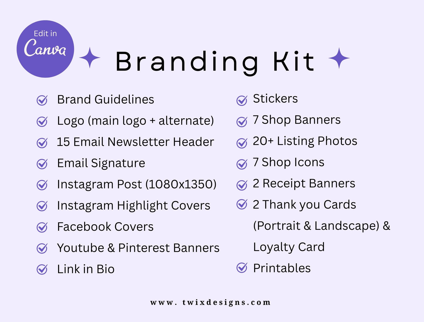 Branding Kit Cute Gumdrop Canva Templates Product Fashion Coach Etsy Kit Purple Theme