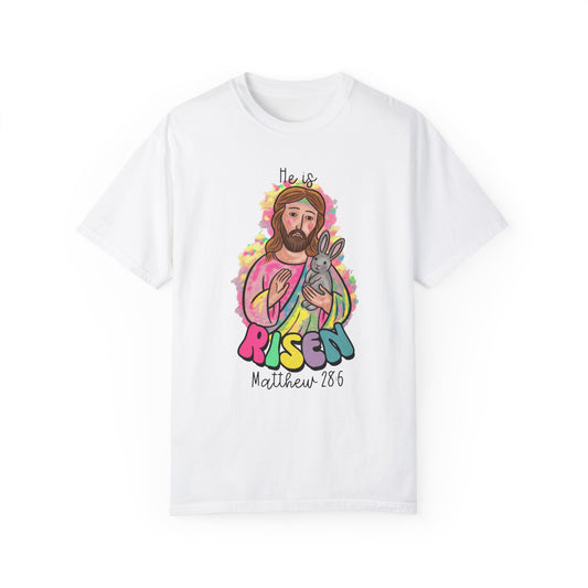 He is Risen Unisex Garment-Dyed T-Shirt - Casual Vintage Style for Everyday Wear