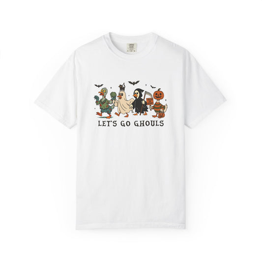 Let's go ghouls Halloween Unisex Garment-Dyed T-Shirt - Casual Vintage Style for Everyday Wear
