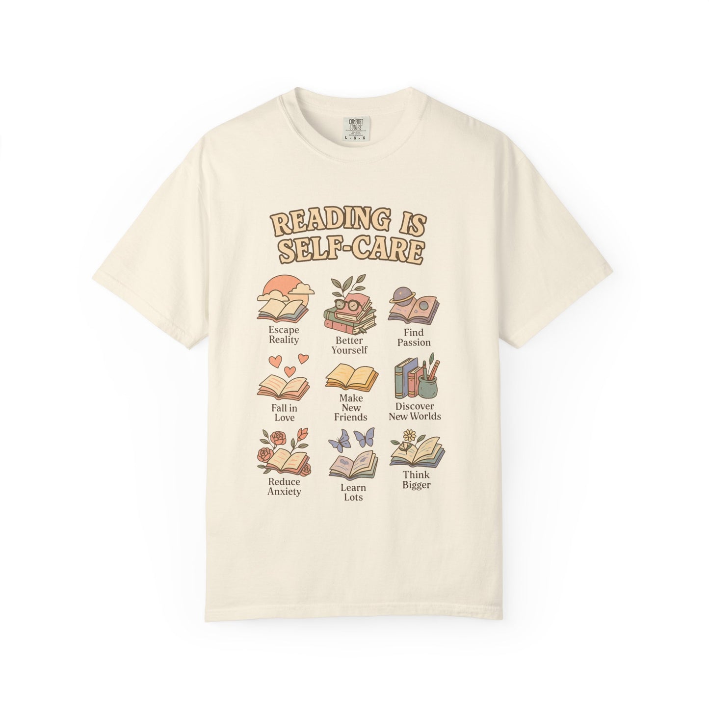 Reading is self care Unisex Garment-Dyed T-Shirt - Casual Vintage Style for Everyday Wear