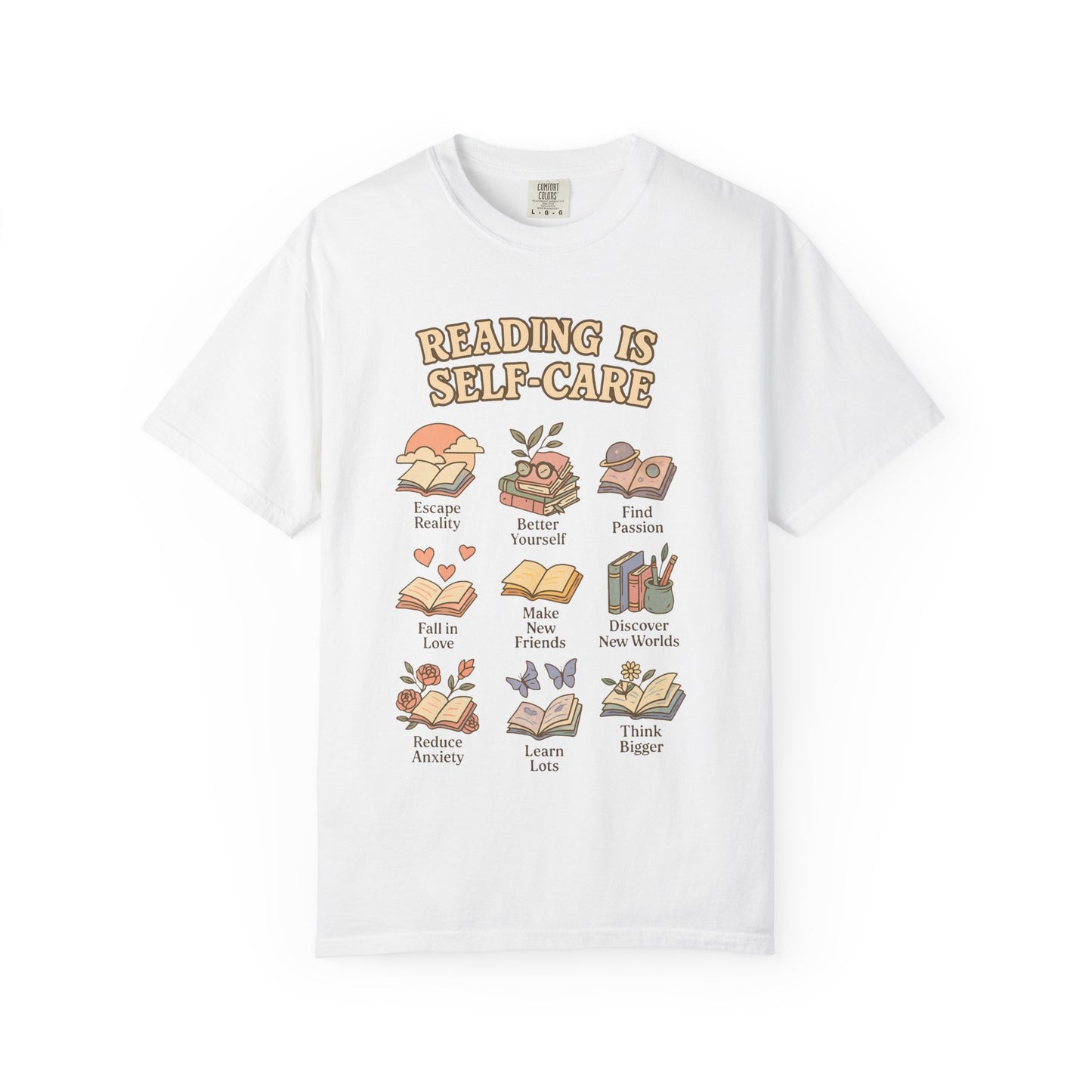 Reading is self care Unisex Garment-Dyed T-Shirt - Casual Vintage Style for Everyday Wear