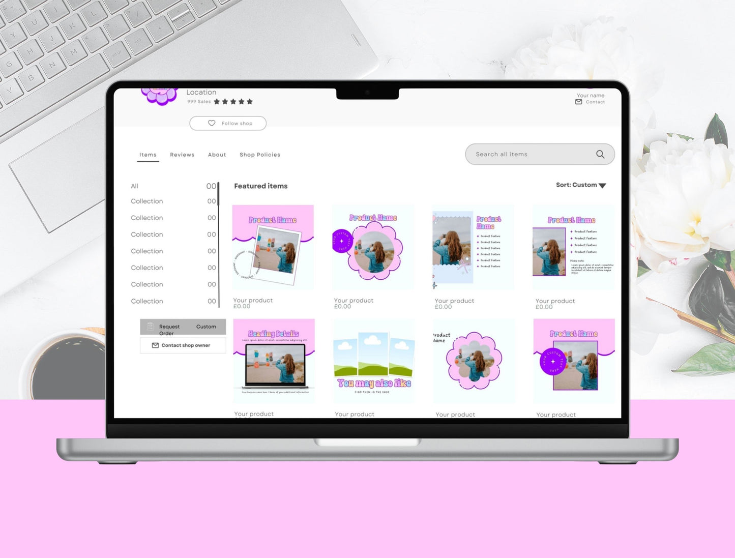 Etsy Shop Kit Puffy Bundle, Editable Canva Templates, Product Listing Photos Mockup, Etsy Seller Store Branding