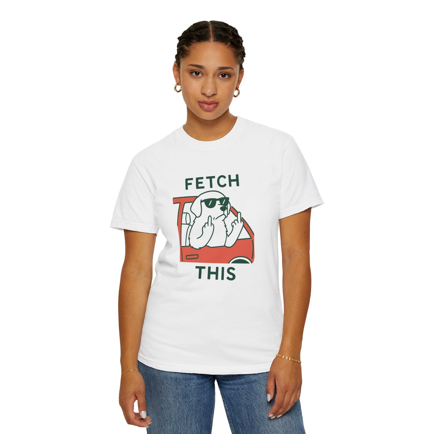 Fetch this funny dog Unisex Garment-Dyed T-Shirt - Casual Vintage Style for Everyday Wear