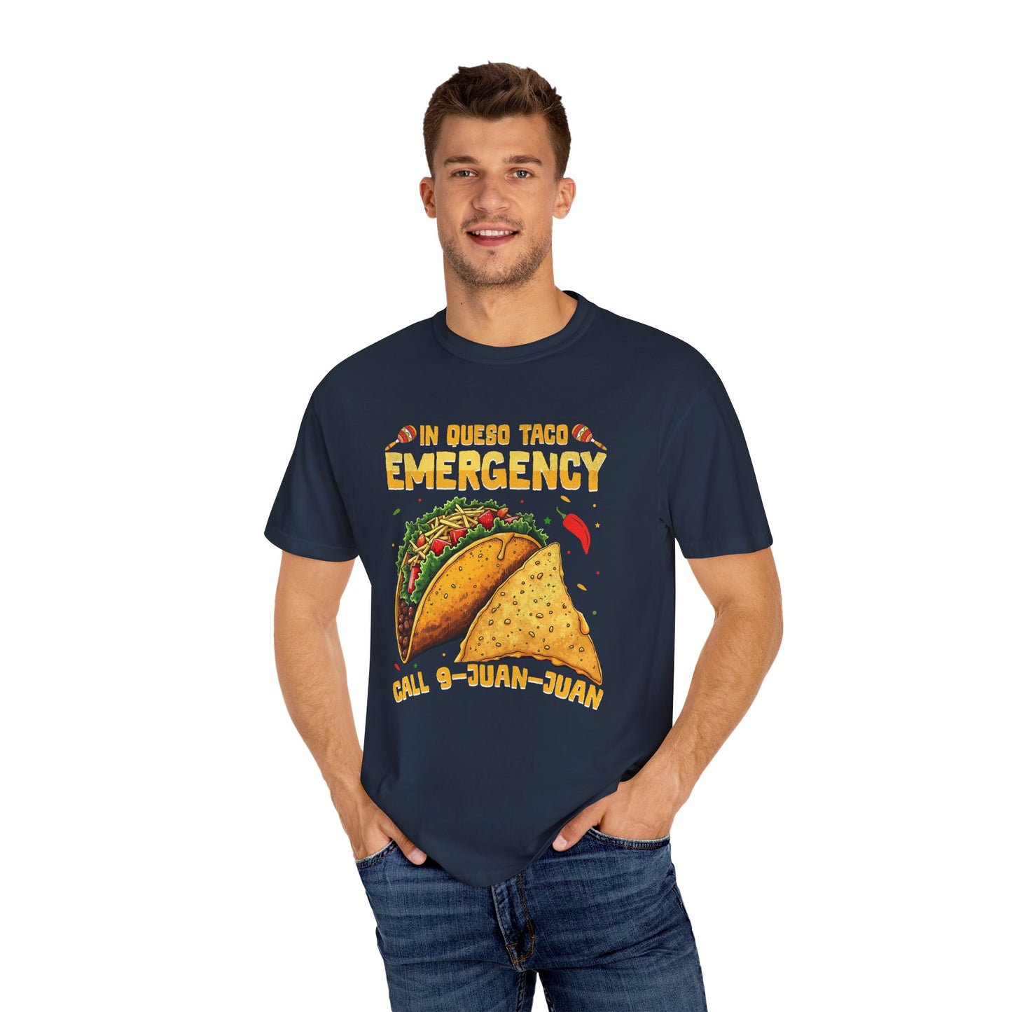 In quebo taco emergency call 9 juan juan Unisex Garment-Dyed T-Shirt - Casual Vintage Style for Everyday Wear