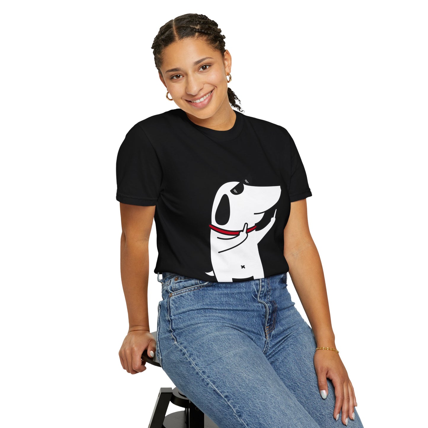 Dog Middle Finger Unisex Garment-Dyed T-Shirt - Casual Vintage Style for Everyday Wear