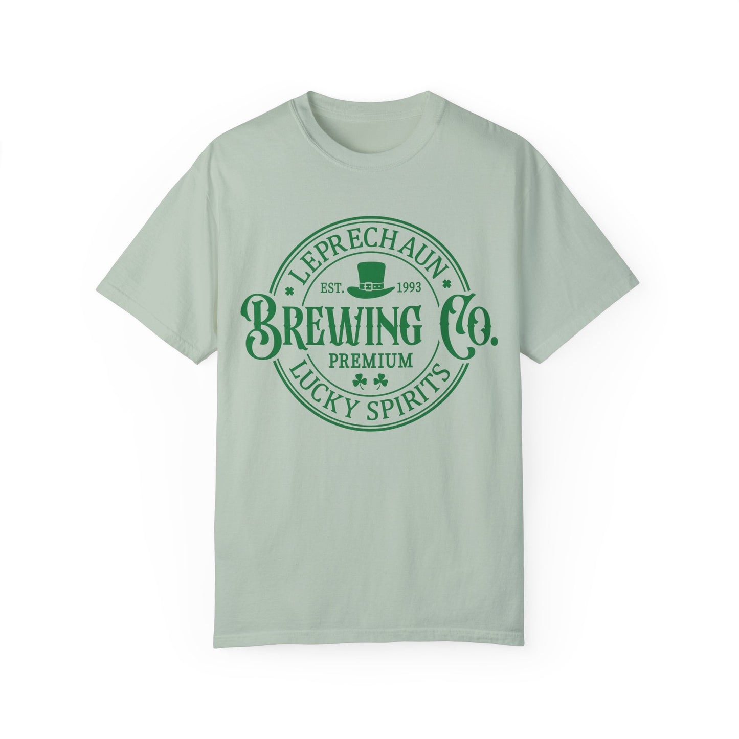 Leprechaun Brewing Co Lucky Spirits Unisex Garment-Dyed T-Shirt - Casual Vintage Style for Everyday Wear