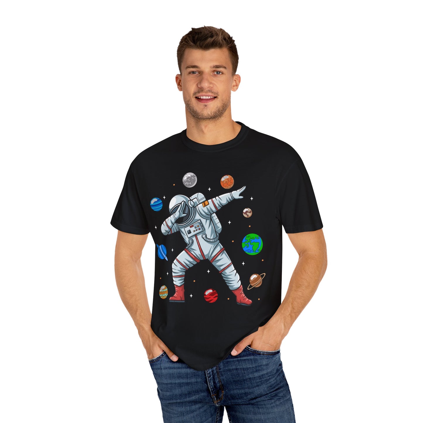 Dabbing Astronaut Unisex Garment-Dyed T-Shirt - Casual Vintage Style for Everyday Wear