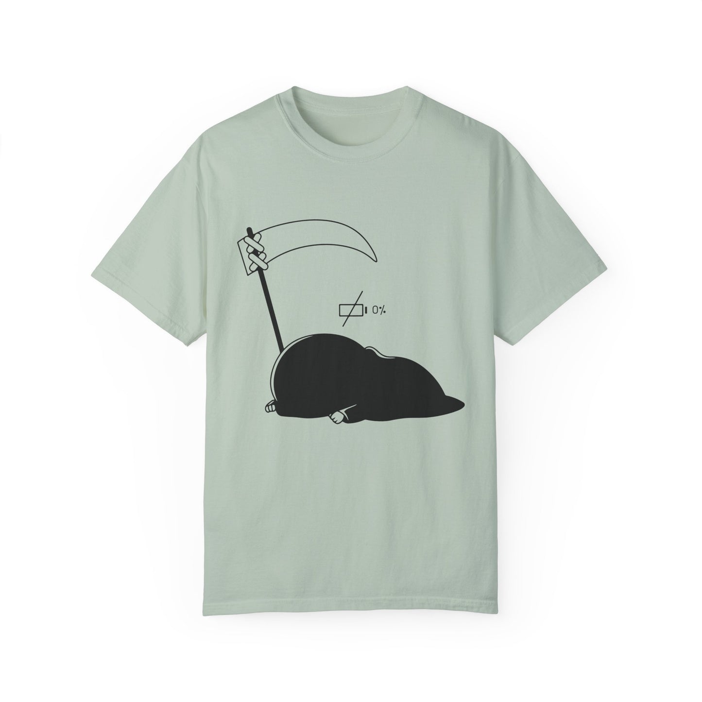 Low Batter Reaper Unisex Garment-Dyed T-Shirt - Casual Vintage Style for Everyday Wear