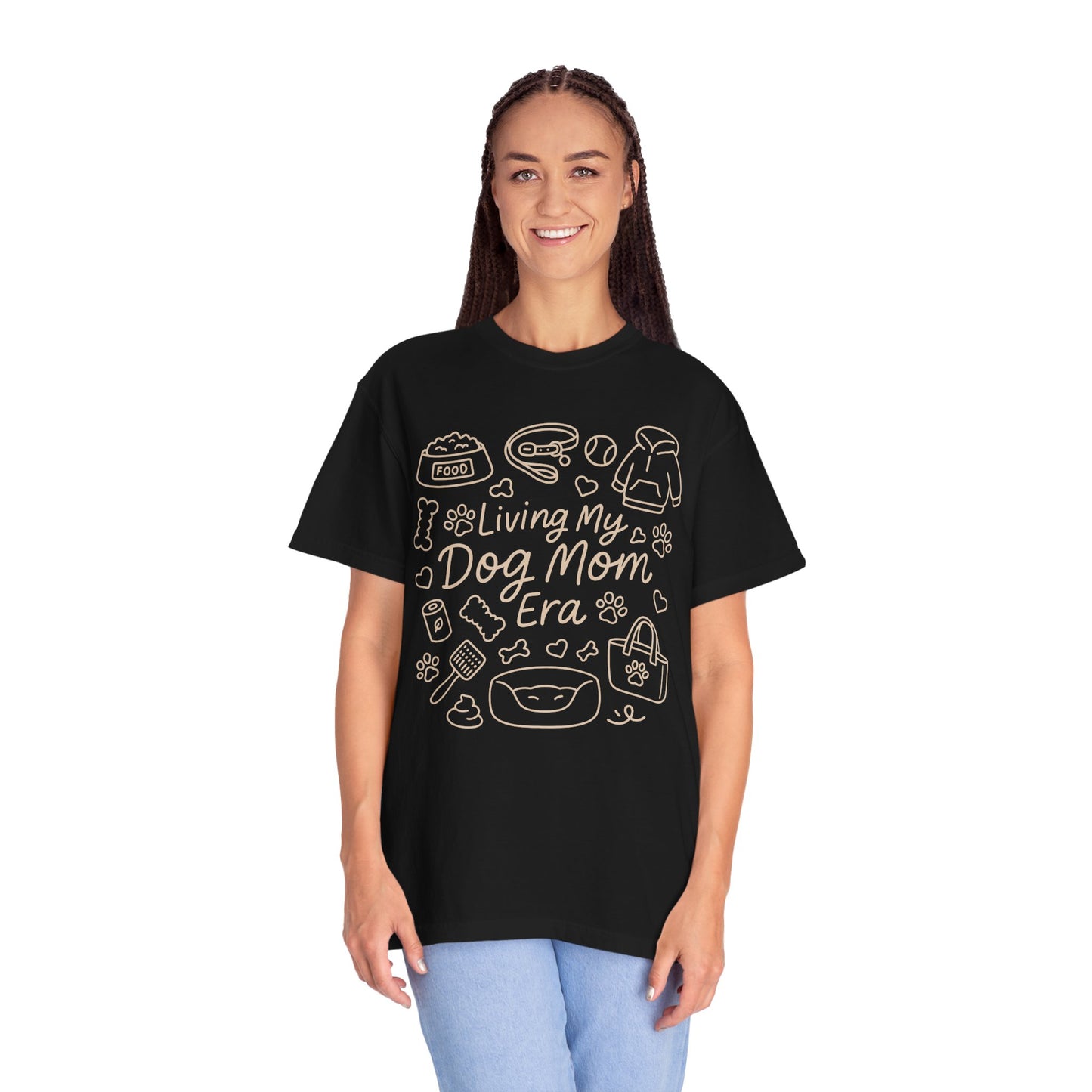 Living my dog mom era Unisex Garment-Dyed T-Shirt - Casual Vintage Style for Everyday Wear