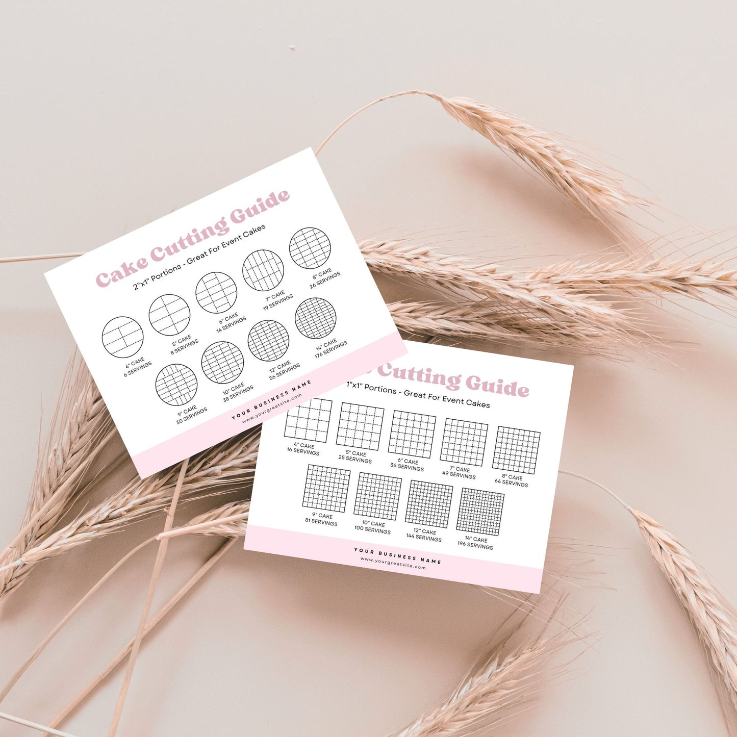 Cake cutting guide Card Printable, Editable Canva Template, Bakery Small Business, 5.5*4.25 inch size