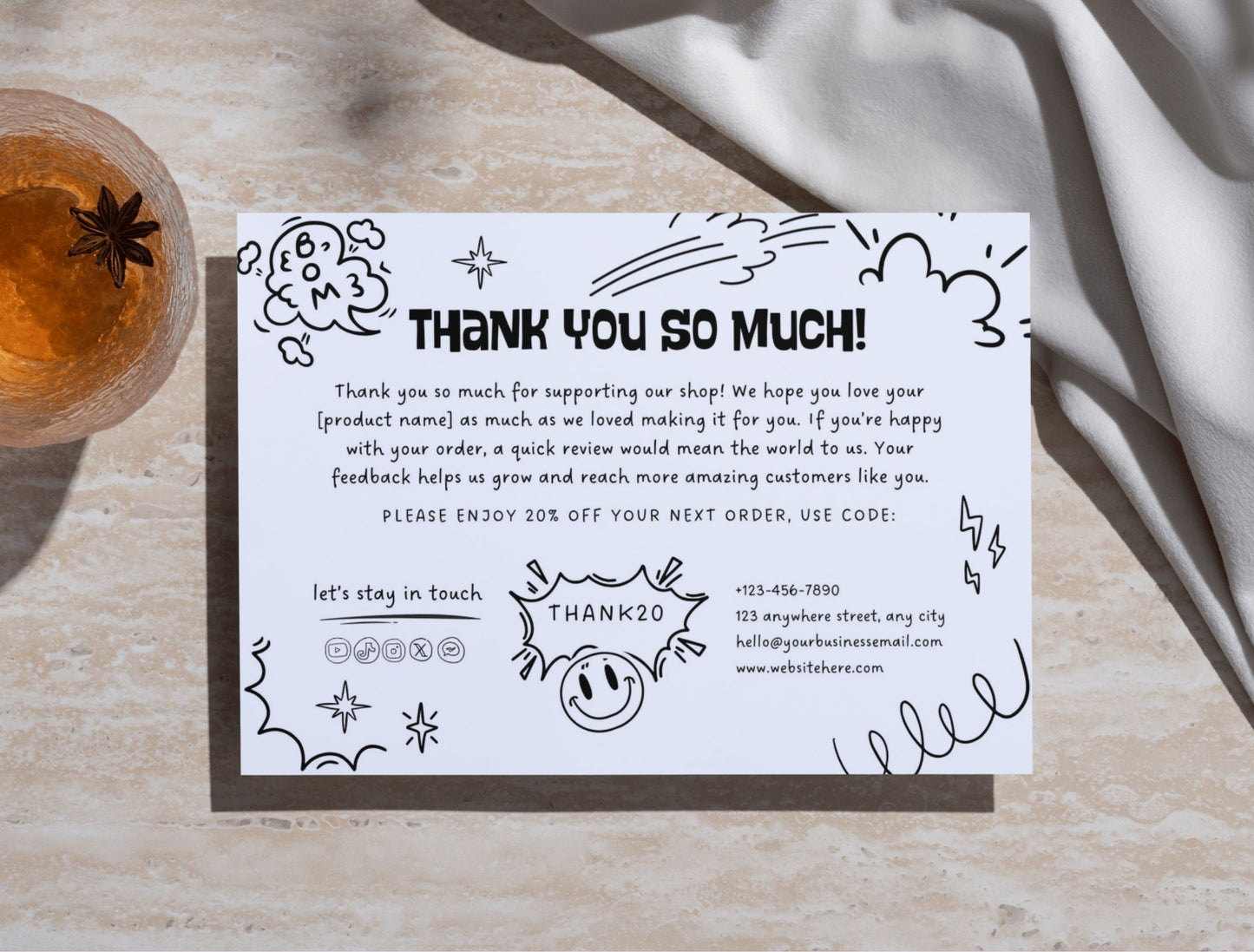 Small Business Printable Canva Templates – Thank You & Loyalty Card, Gift Certificate, QR Code Payment comiko Theme