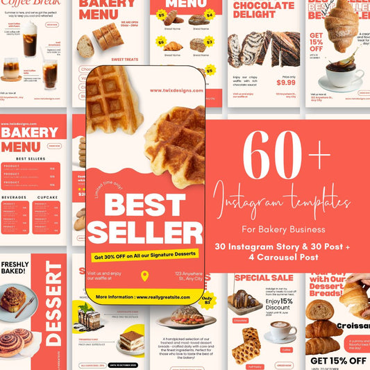 Eye-Catching 60 Post - 30 Instagram Posts & 30 Instagram Story for Your Business Using This Brand Theme