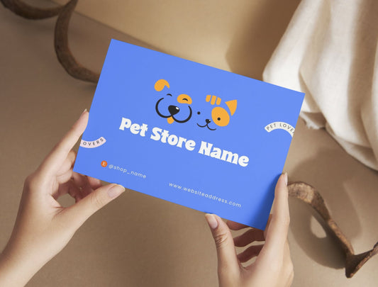 Pet Business Printable Canva Templates – Thank You & Loyalty Card, Door Hanger QR Code SnuggleTails Blue Theme