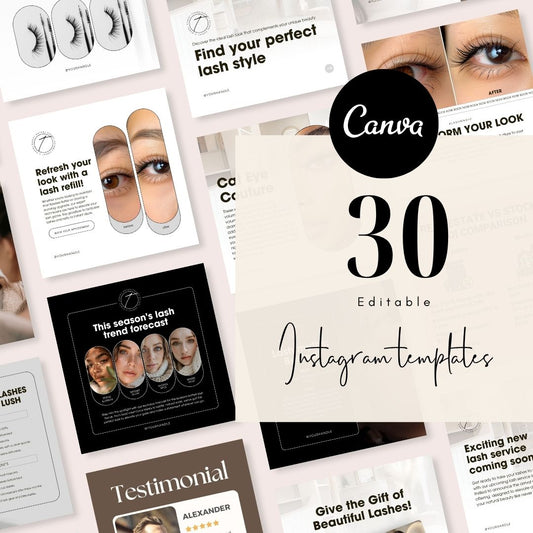 30 Lash Instagram Posts Editable Canva Template
