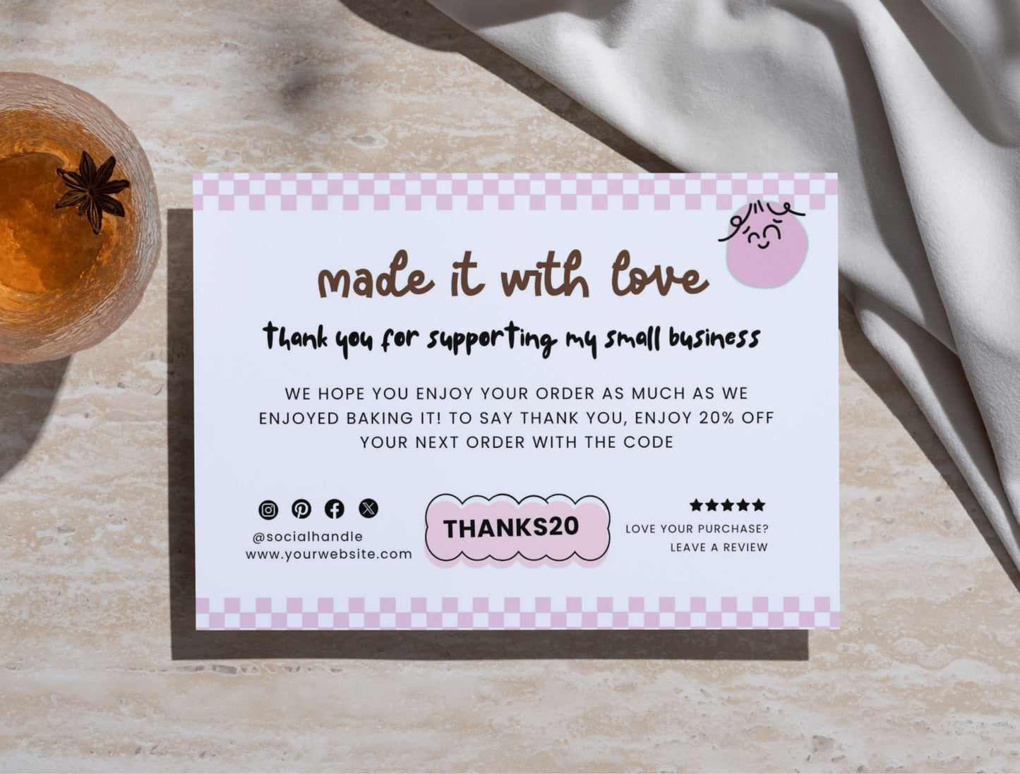 Small Business Printable Kit Canva Templates – Thank You Card, Loyalty Card, Gift Certificate, QR Code Payment lovebites Bakery Playful Cafe Theme