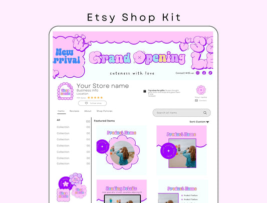 Etsy Shop Kit Puffy Bundle, Editable Canva Templates, Product Listing Photos Mockup, Etsy Seller Store Branding