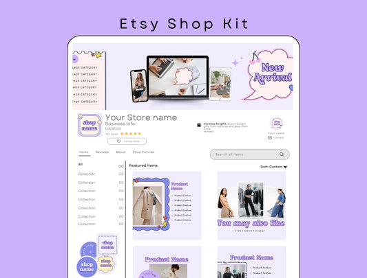 Etsy Shop Kit Gumdrop Bundle, Editable Canva Templates, Product Listing Photos Mockup, Etsy Seller Store Branding