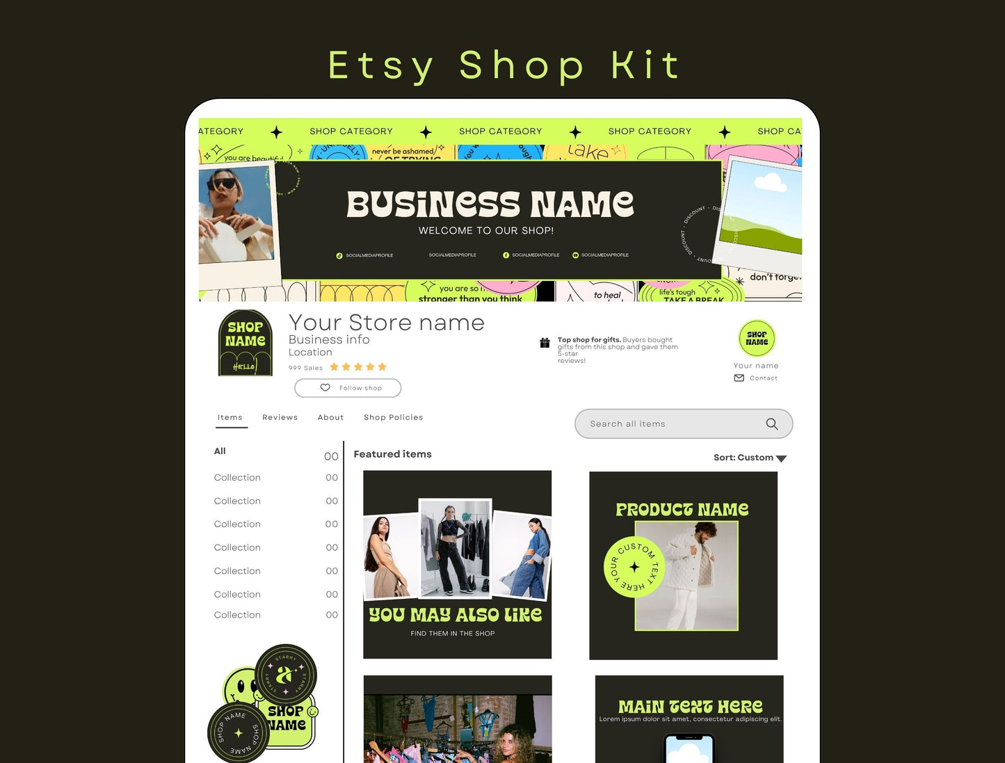 Etsy Shop Kit Starry Bundle, Editable Canva Templates, Product Listing Photos Mockup, Etsy Seller Store Branding