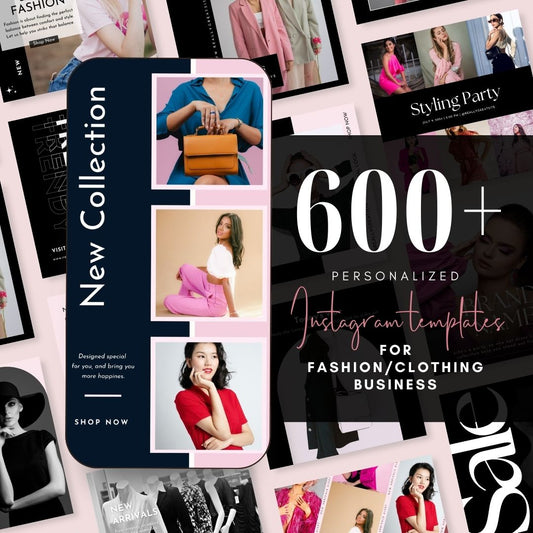 600 BlackPink Fashion Social Media Instagram, Clothing business brand, Editable Canva Templates