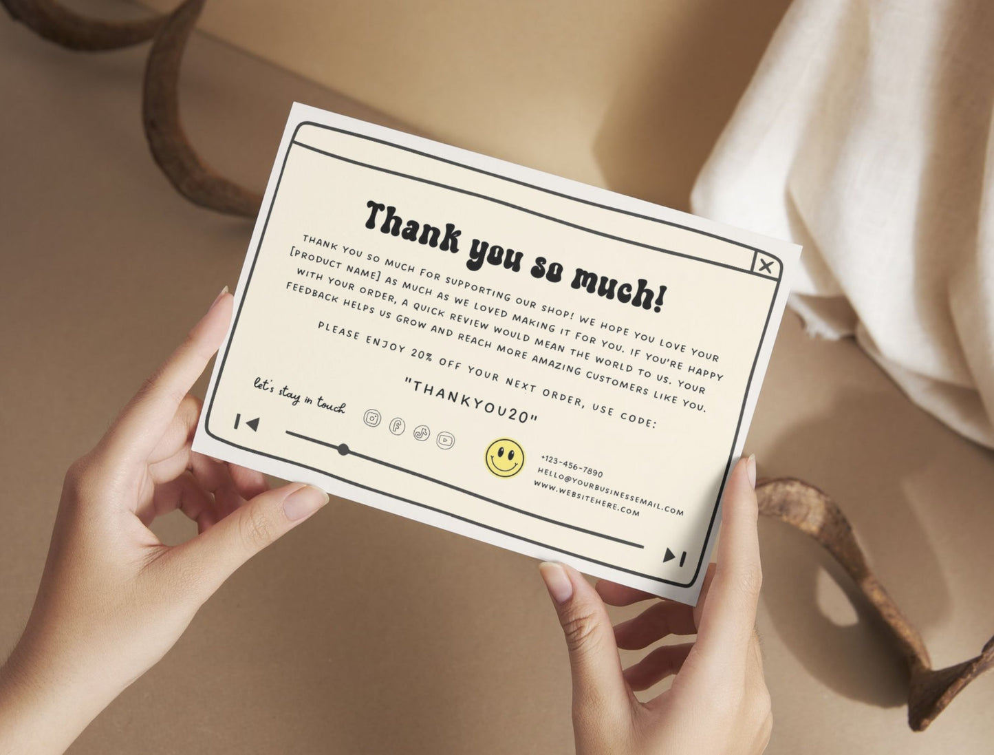 Small Business Printable Kit Canva Templates – Thank You Card, Loyalty Card, Gift Certificate, QR Code Payment Retroframe Theme