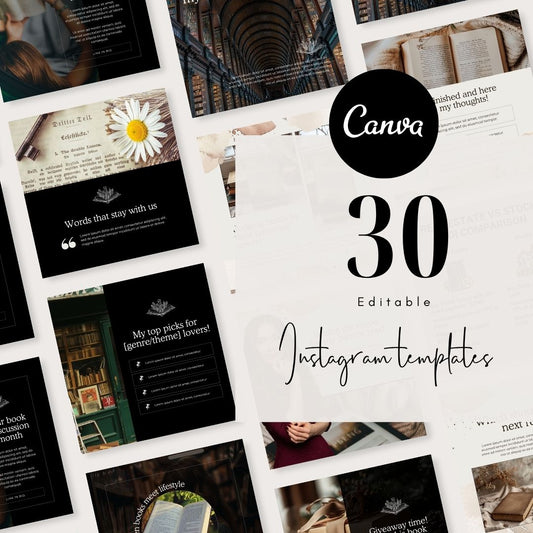 30 Bookstagram Instagram Post Editable Canva Template