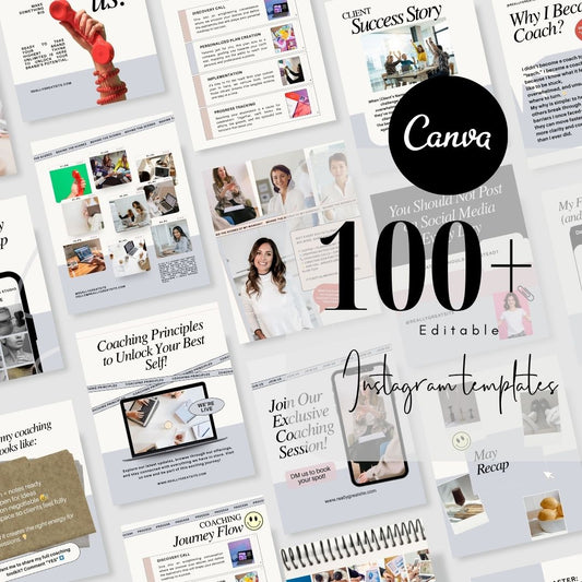 100 Neutral Beige Minimalist Social Media Instagram, Coach Post, Instagram Marketing, Personal Branding, Editable Canva Coaching Templates