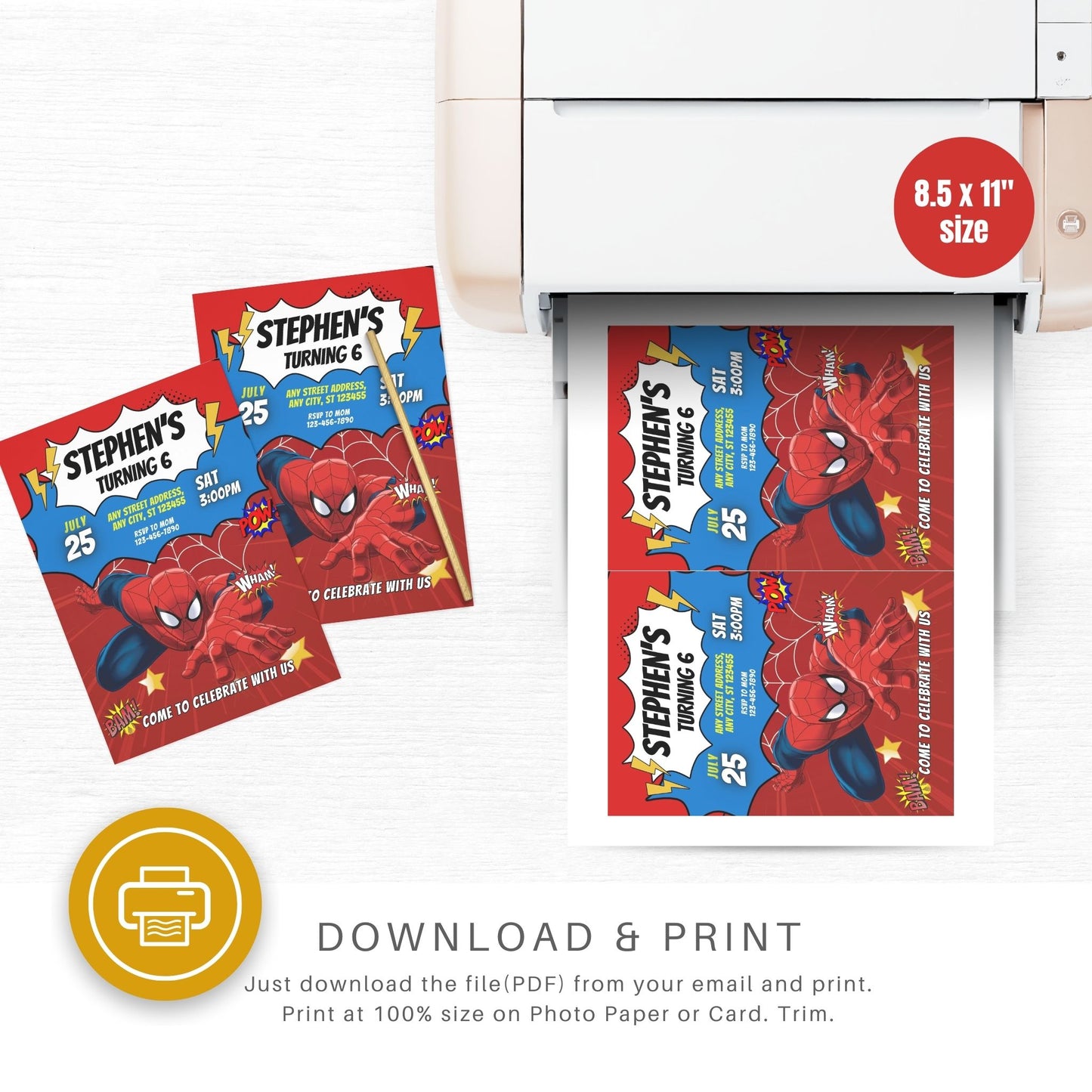 Spiderman Custom Birthday Invitation