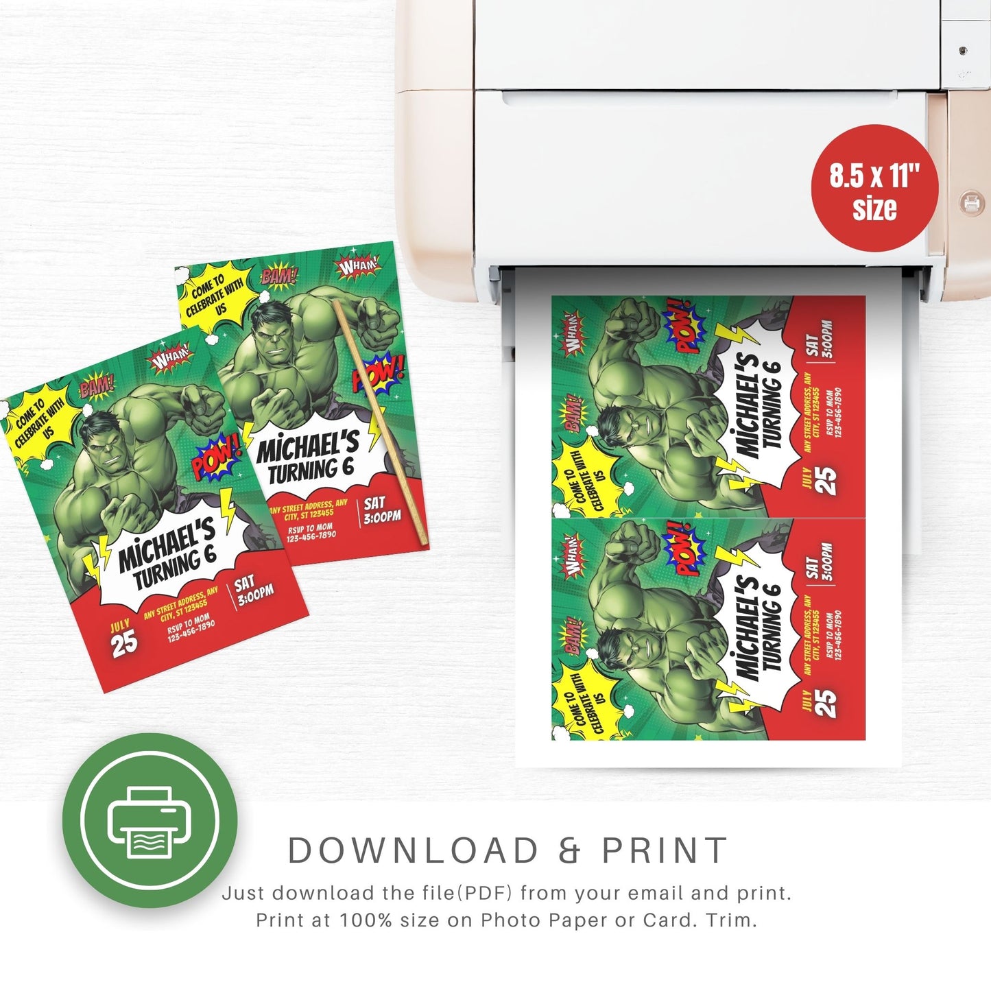 The Incredible Hulk Custom Birthday Invitation